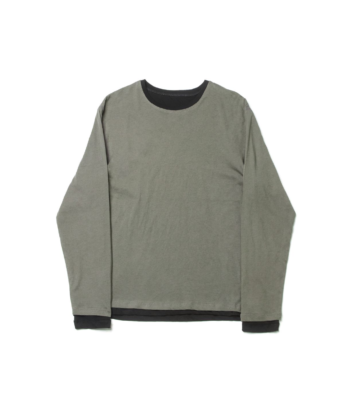해칭룸(HATCHINGROOM) Two Face Ringer Tee Olive/Black