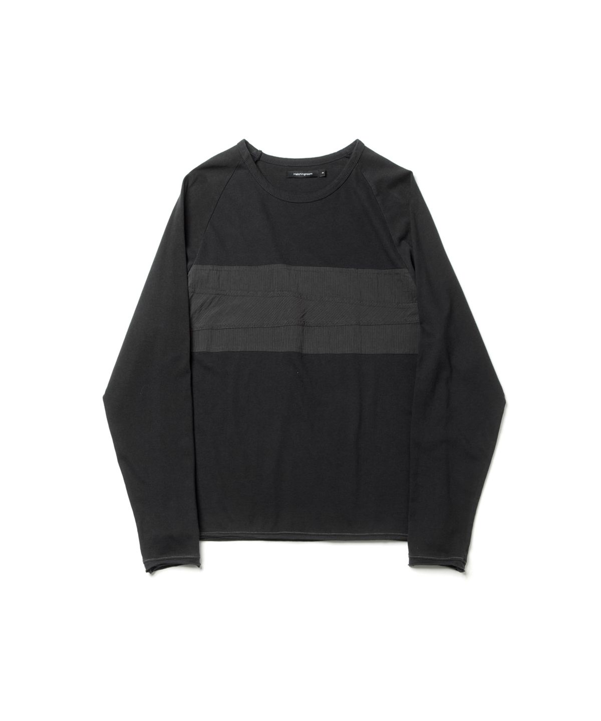해칭룸(HATCHINGROOM) Patchwork Ringer Tee Washed Black