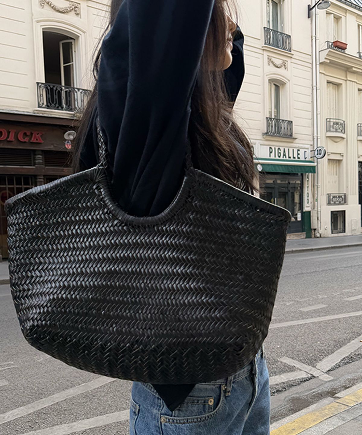 호와스(HOWUS) CRAFTS LEATHER TOTE BAG (LARGE BLACK)