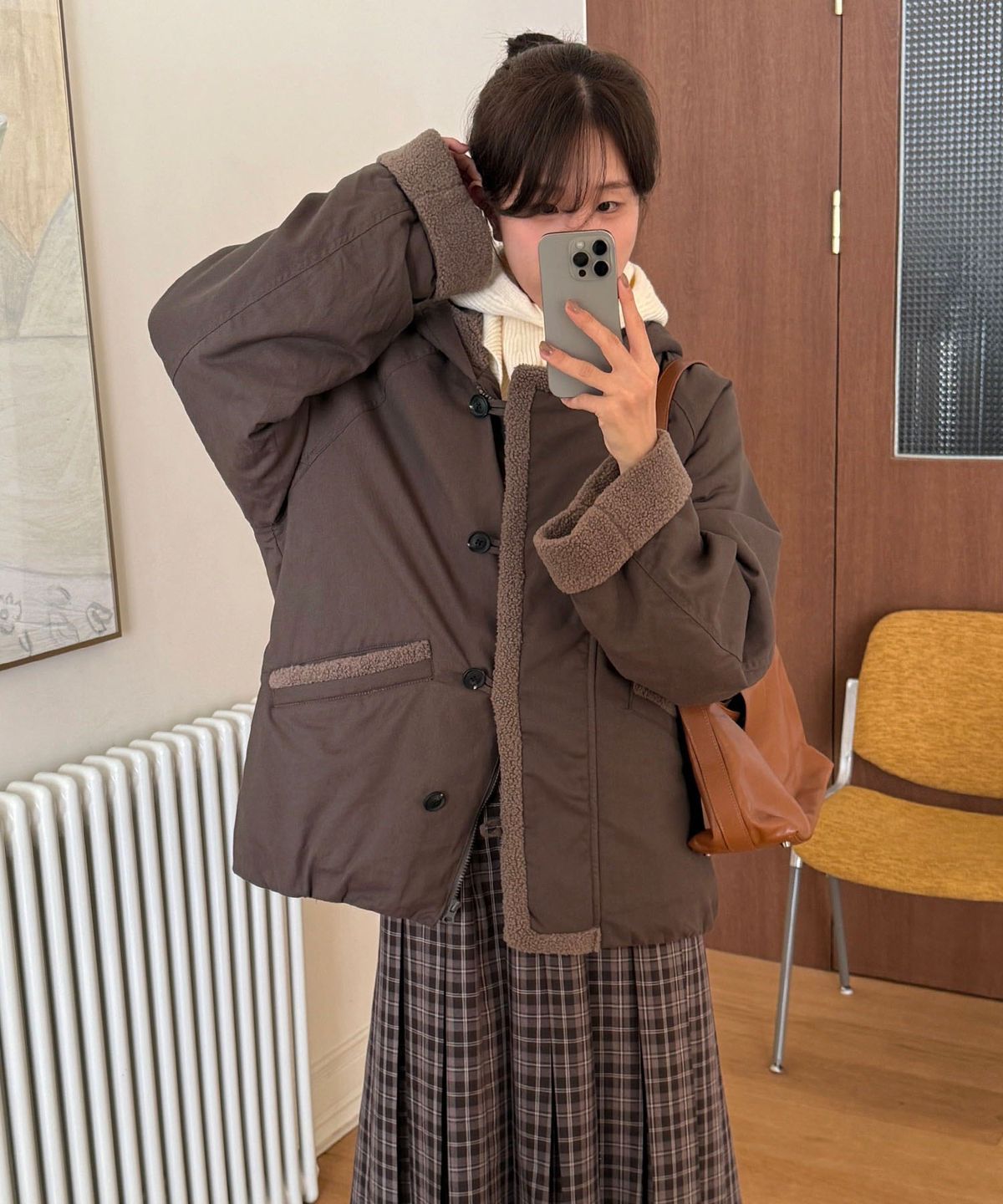 코드그라피(CGP) (우먼) 코튼 플리스 후드 점퍼-카키 그레이