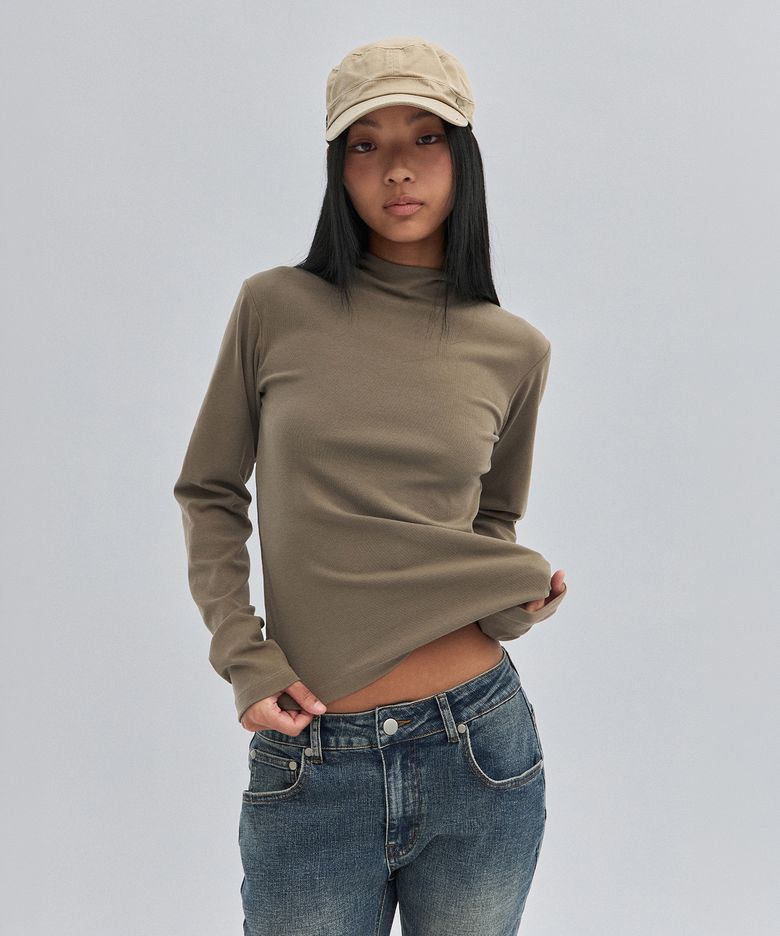 MOCK NECK HOODIE [MOCHA BROWN]