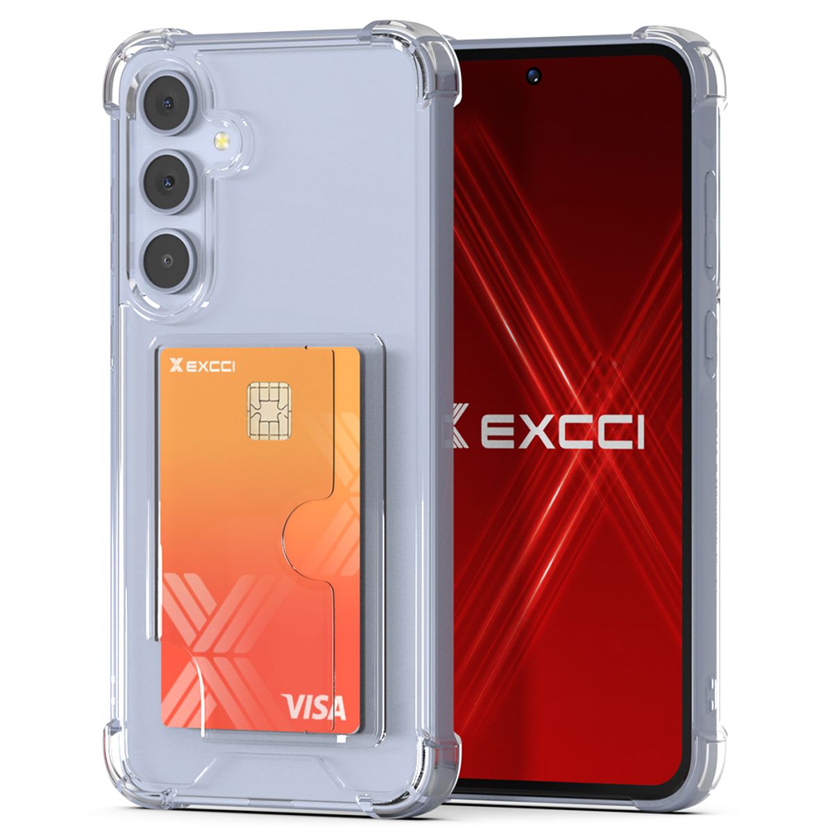 엑씨(EXCCI) 갤럭시 S26FE 케이스 클라로 슬라이드 범퍼 투명 카드수납