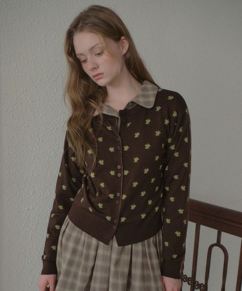 Flurry Dot Cardigan_Brown(OCB6KN15)