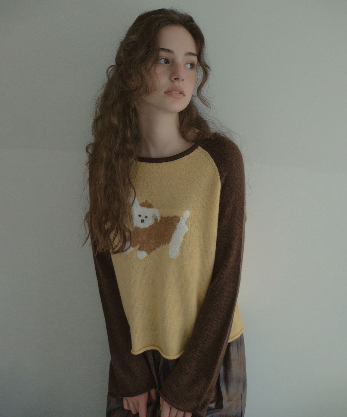 아우어노스텔지아(OURNOSTALGIA) Dobby Raglan Knit_Butter Yellow(OCB6KN37)