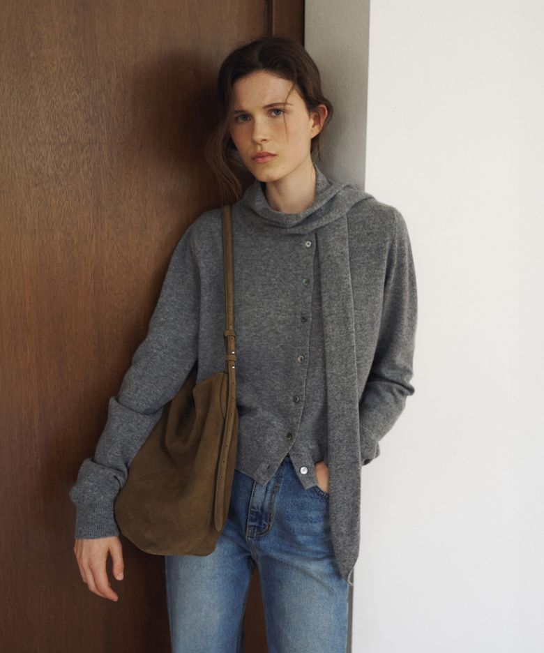 Unbalance Muffler Cardigan[LMBFAUKN310]-Gray