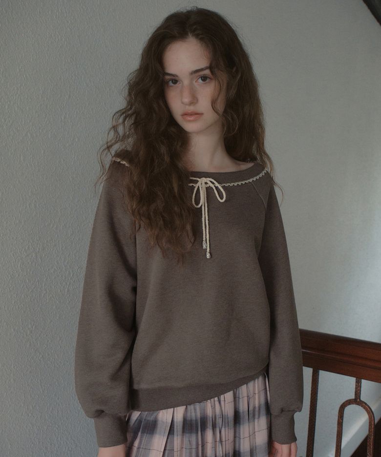 Lace Off-Shoulder Sweatshirt_Brown(OB6TP16)