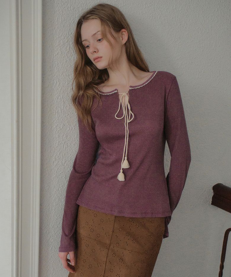 Pigment Thistle Eyelet T-shirt_Vintage Pink(OB6TP20)
