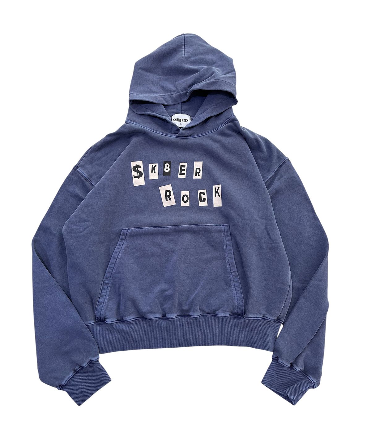 스케이터락(SK8ER ROCK) Collage Lettering Pigment Hoodie (Navy)