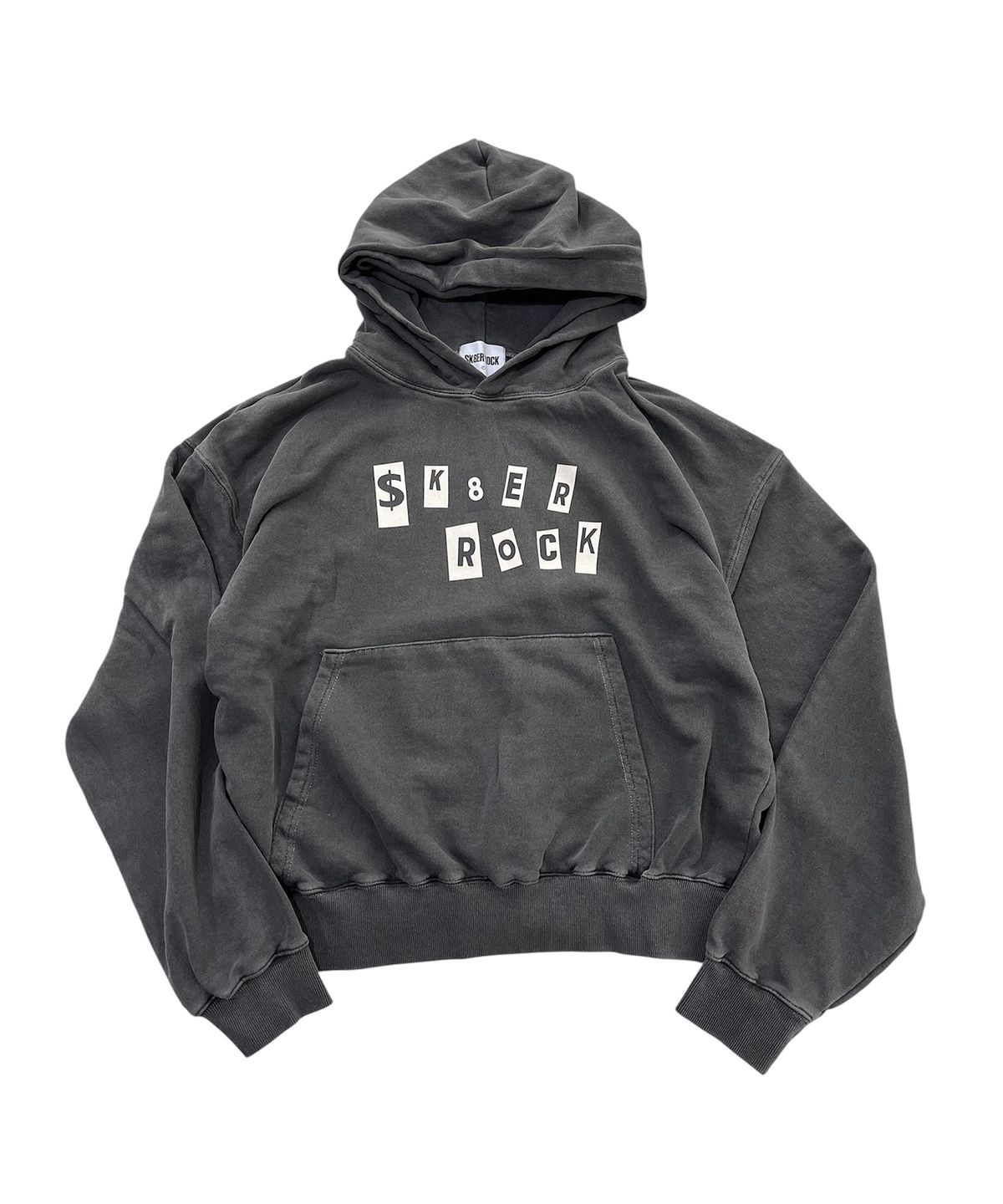 스케이터락(SK8ER ROCK) Collage Lettering Pigment Hoodie (Charcoal)