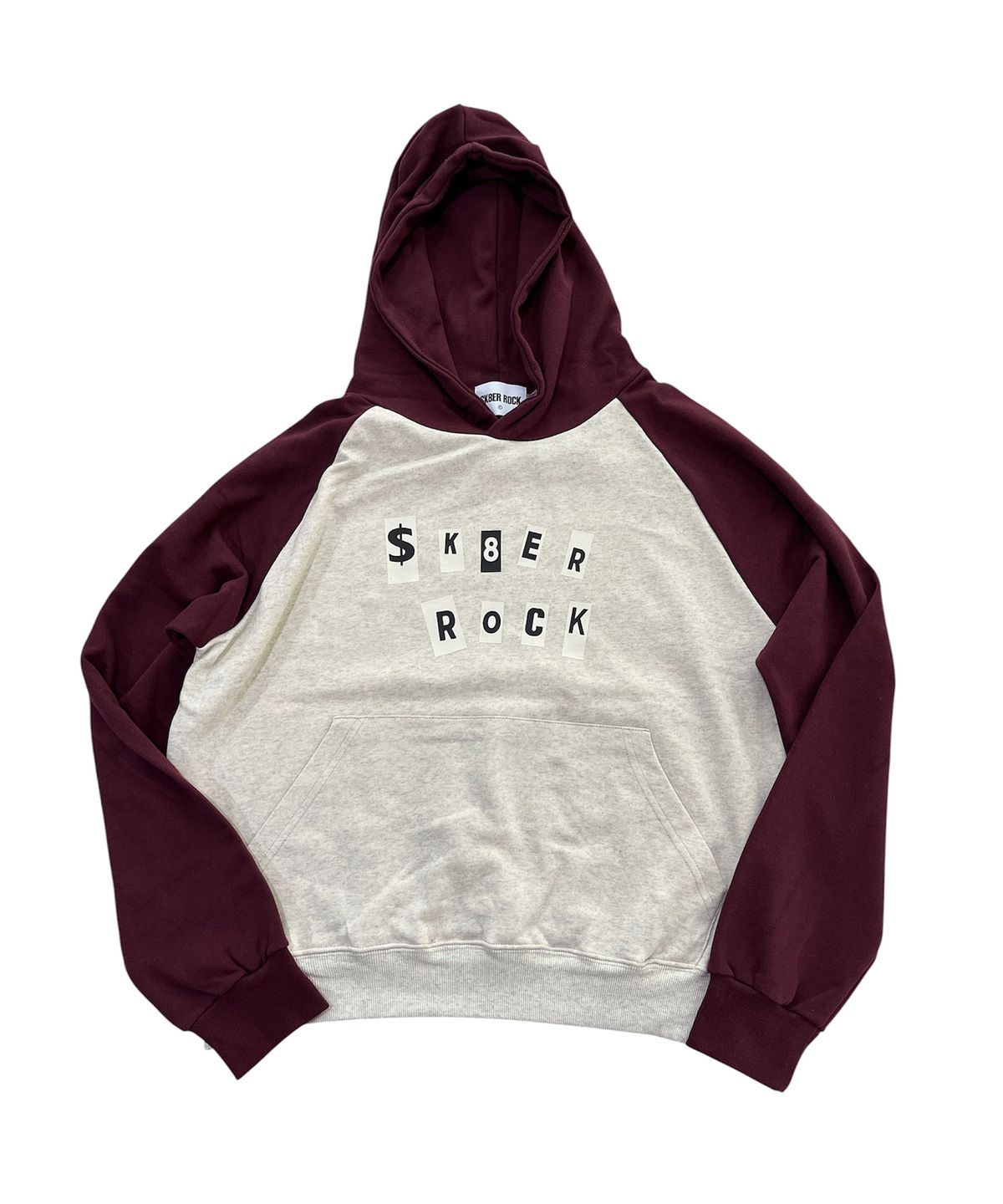 스케이터락(SK8ER ROCK) Collage Lettering Hoodie (oatmeal*wine)