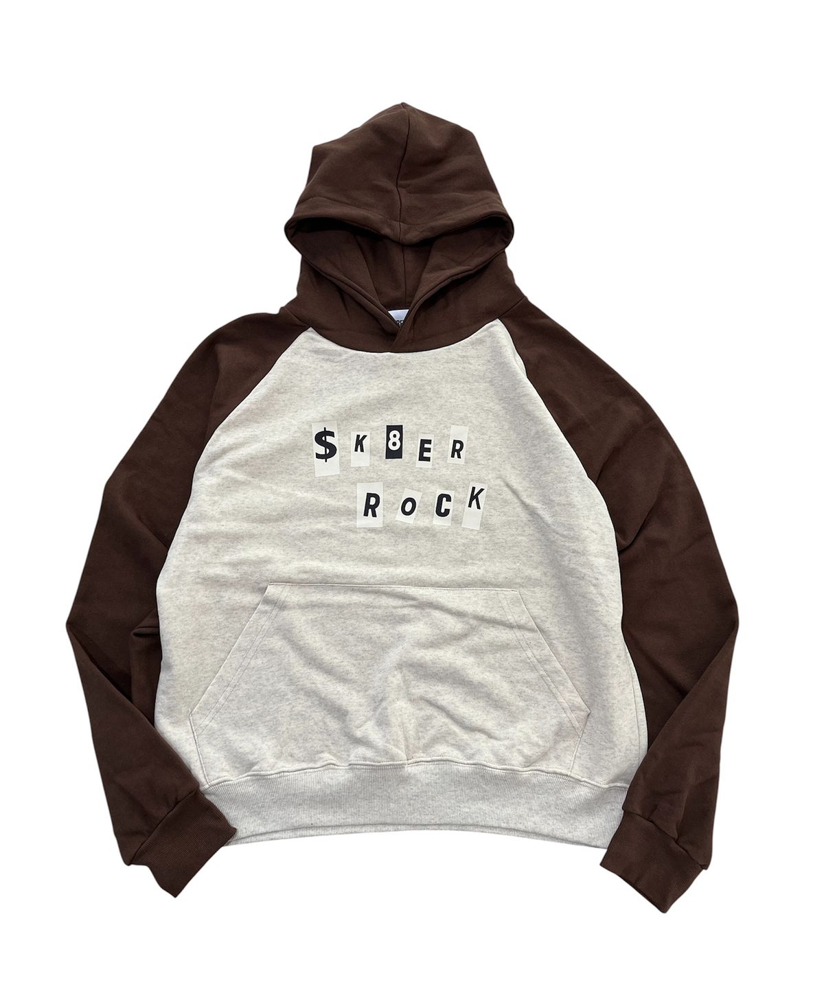 스케이터락(SK8ER ROCK) Collage Lettering Hoodie (oatmeal*brown)