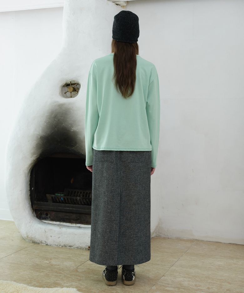 Classic Tailored Wool Skirt Grey_F263SK04