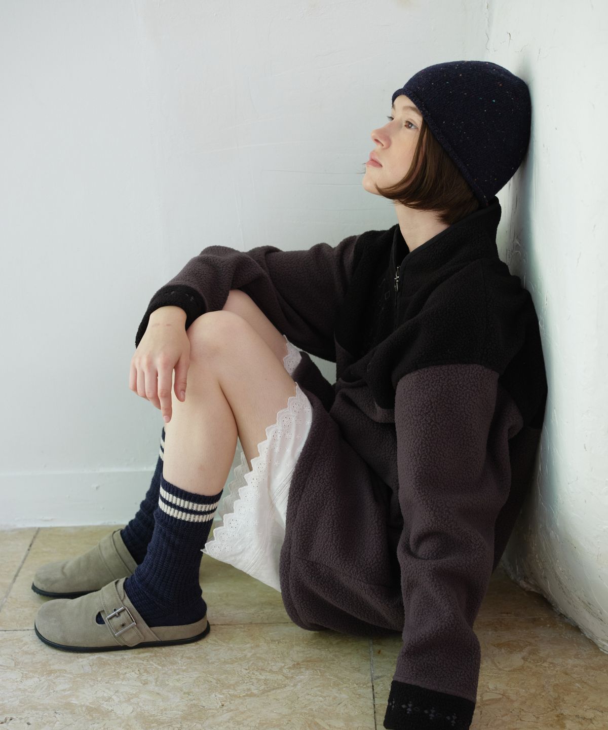 프리터(FRITUR) Chine Rollup Beanie Navy_F263HT11