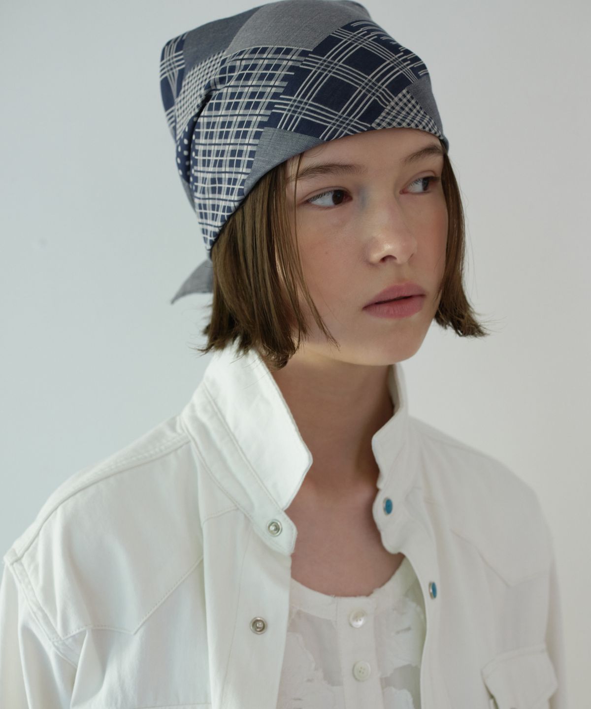 프리터(FRITUR) Papa Patchwork Scarf Navy_F263AC02