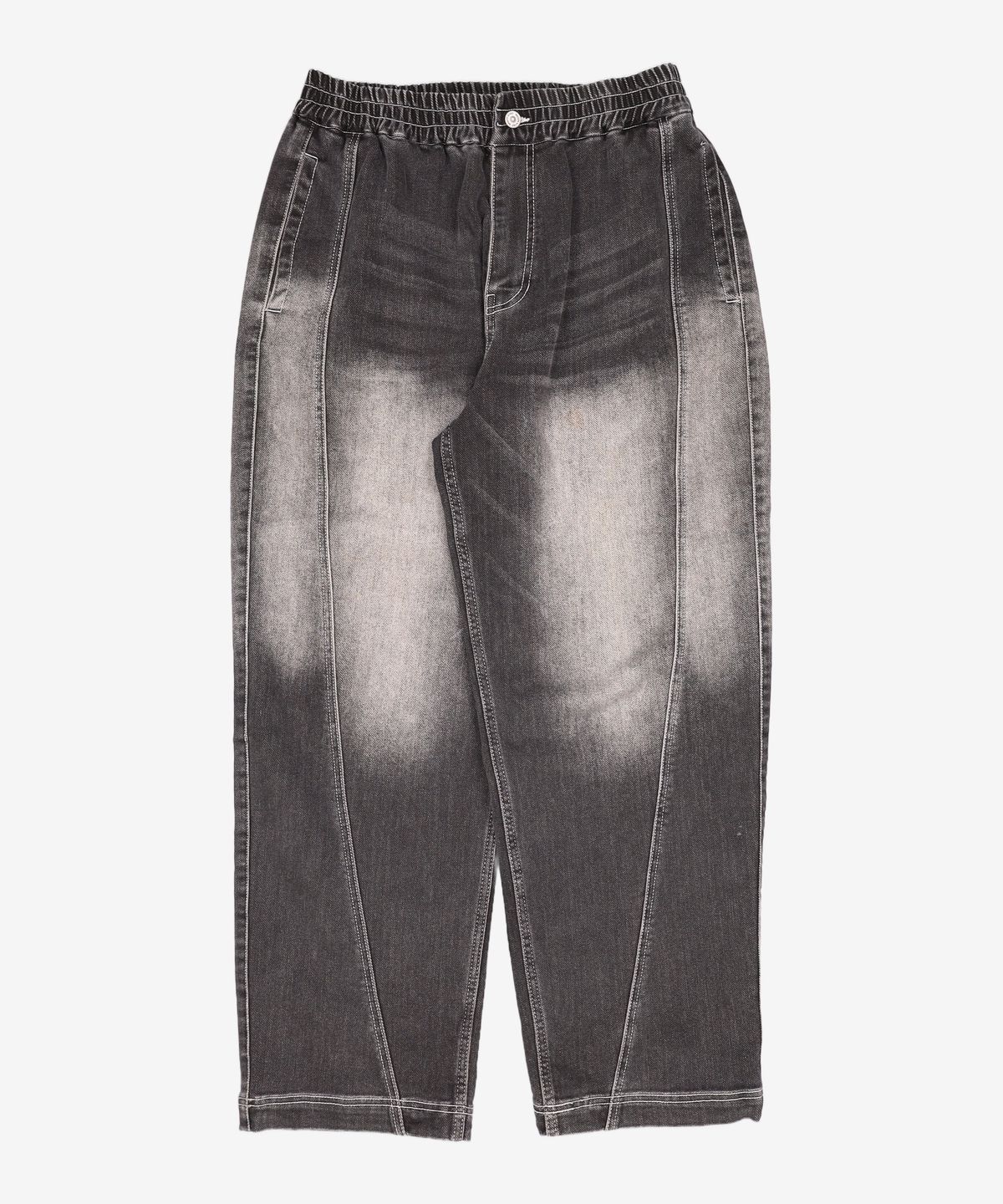 메종미네드(MAISON MINED) CURVED LINE STRING DENIM PANTS BLACK 50