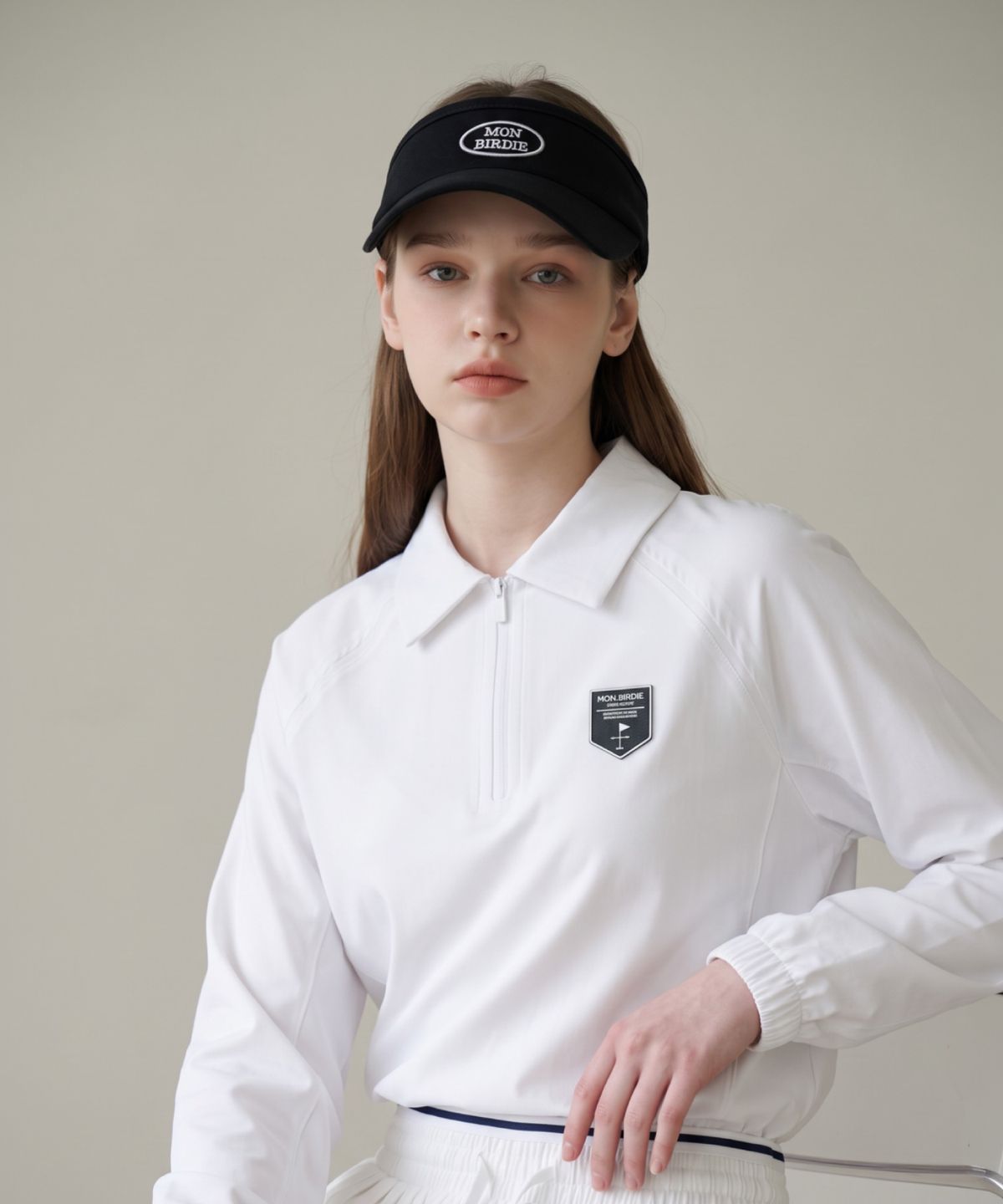 몽버디 골프(MONBIRDIE GOLF) 스윙 카라넥 셔츠 풀오버_WHITE