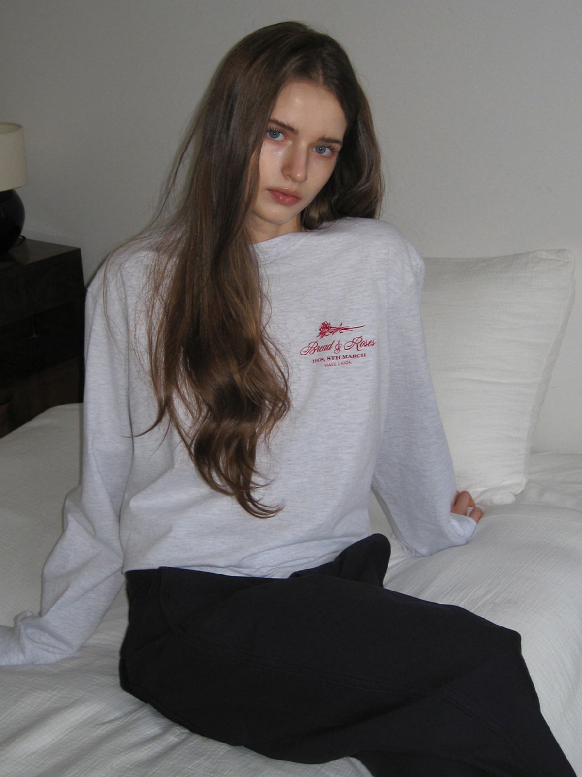 웨이브유니온(WAVE UNION) Bread and roses Longsleeved T-shirt Heather gray