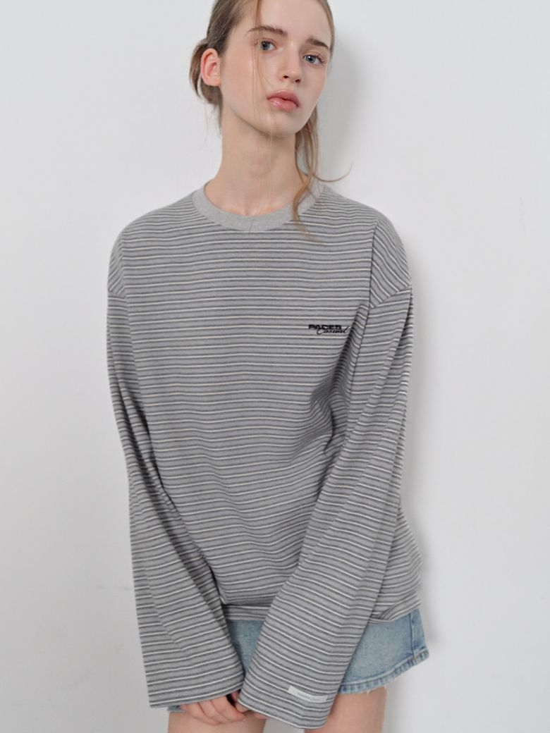 Stripe Oversized Longsleeve T-shirt Heather dark gray
