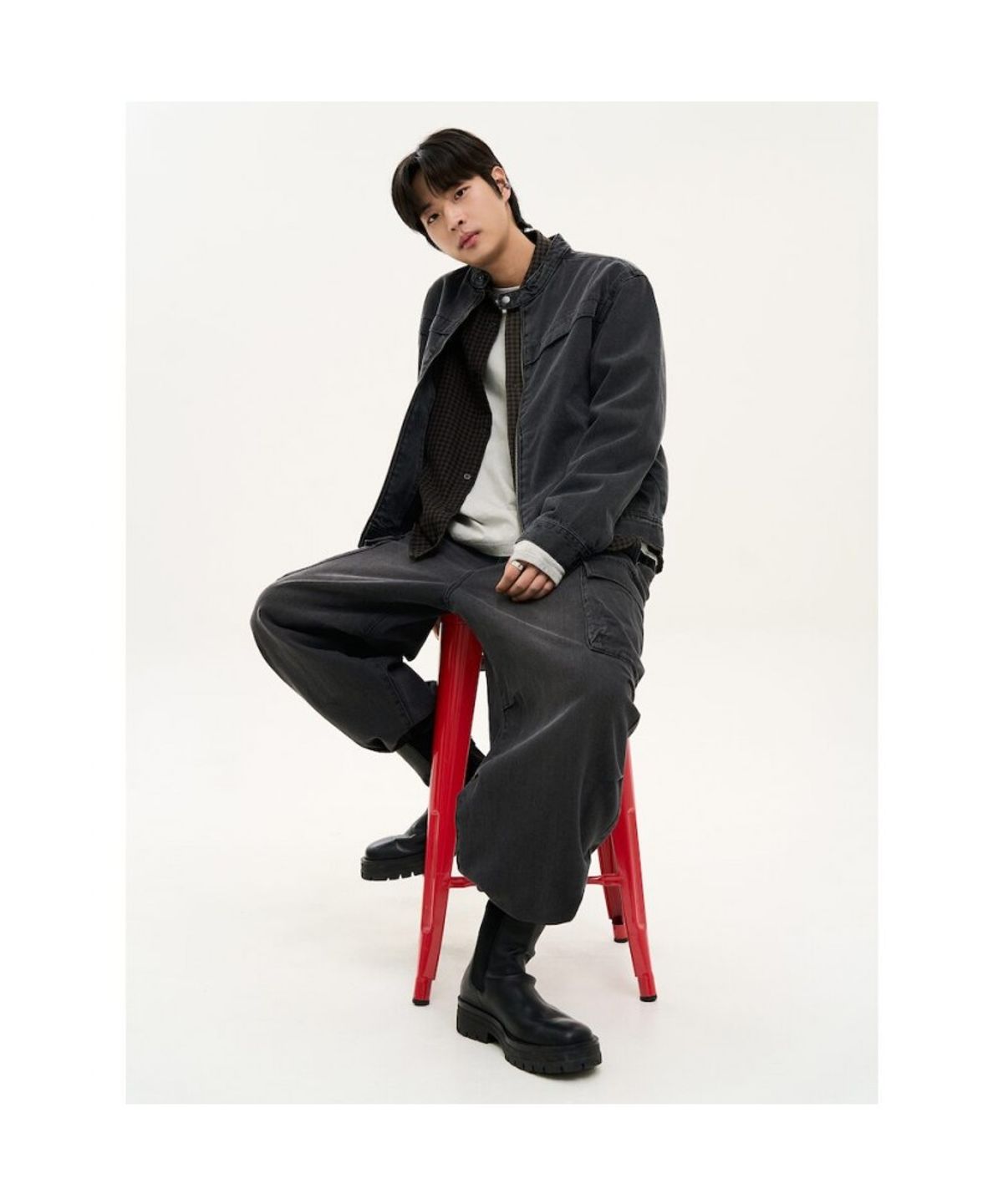 에잇세컨즈(8SECONDS) 데님 바이커 재킷  애쉬