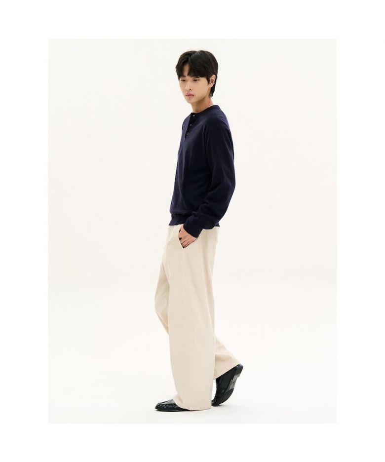 코튼 가먼트다잉 커브드 라인 팬츠  아이보리
