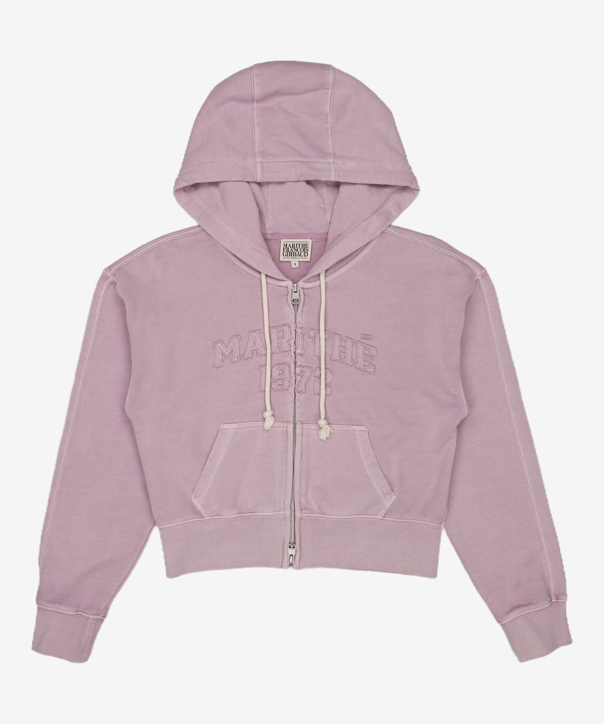 마리떼 프랑소와 저버(MARITHÉ + FRANҪOIS GIRBAUD) W VINTAGE DYEING APPLIQUE LOGO CROP HOODIE ZIPUP dark pink S