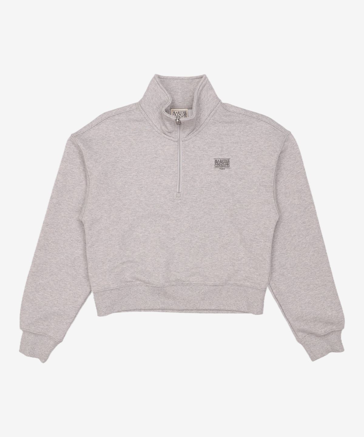 마리떼 프랑소와 저버(MARITHÉ + FRANҪOIS GIRBAUD) W SMALL CLASSIC LOGO HALF ZIPUP CROP SWEATSHIRT heather gray M