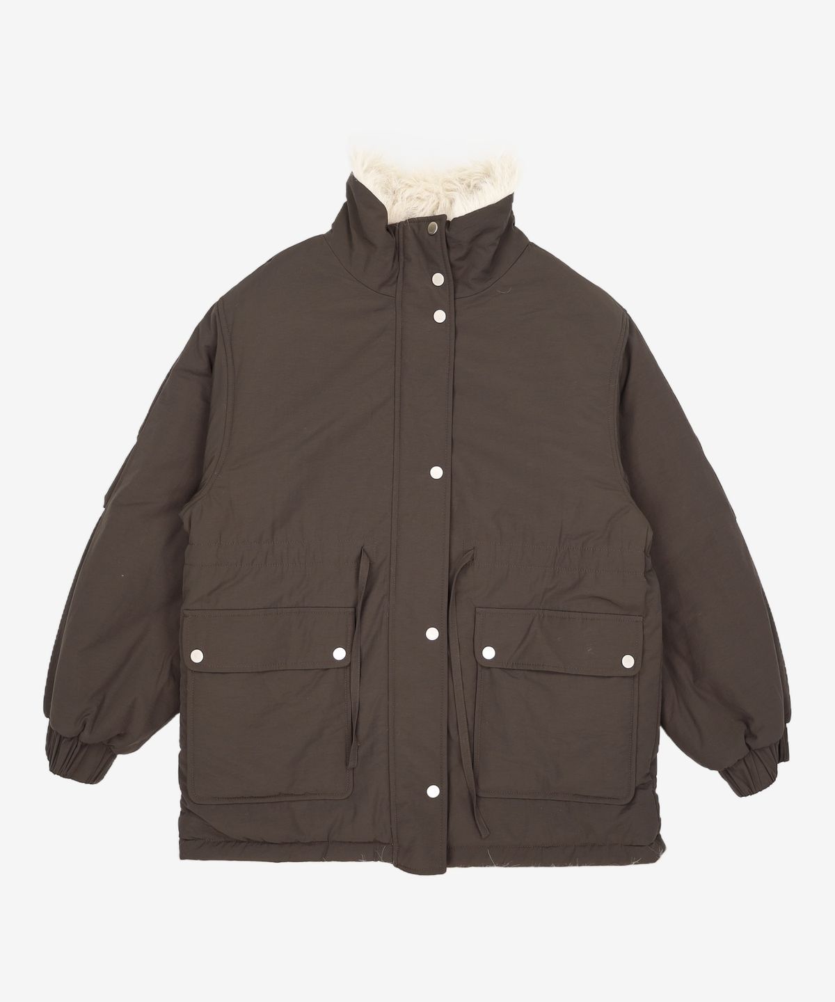 룩캐스트(LOOKAST) 벨라 리버시블 비건 퍼 패딩_브라운 / BELLA RIVERSIBLE VEGAN FUR PADDING_BROWN ONE
