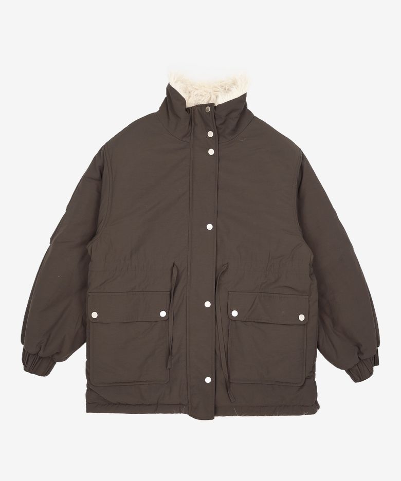 벨라 리버시블 비건 퍼 패딩_브라운 / BELLA RIVERSIBLE VEGAN FUR PADDING_BROWN ONE