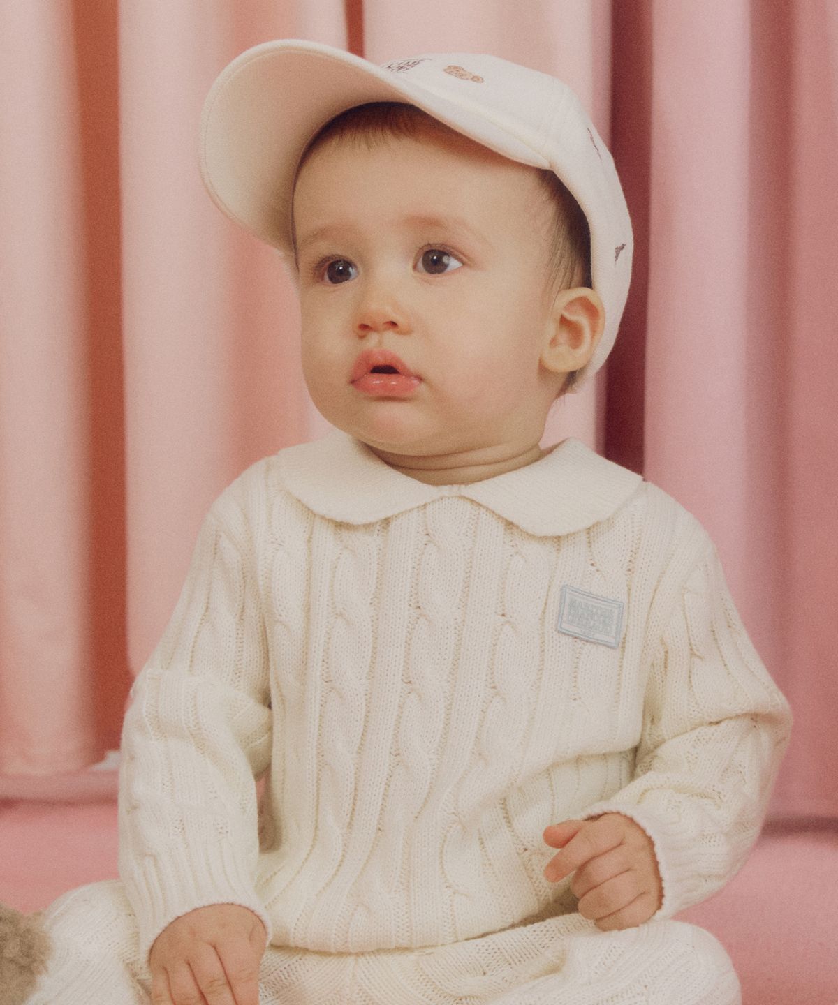 마리떼 키즈(MARITHÉ KIDS) BABY CLASSIC LOGO EMBROIDERY BALL CAP ivory