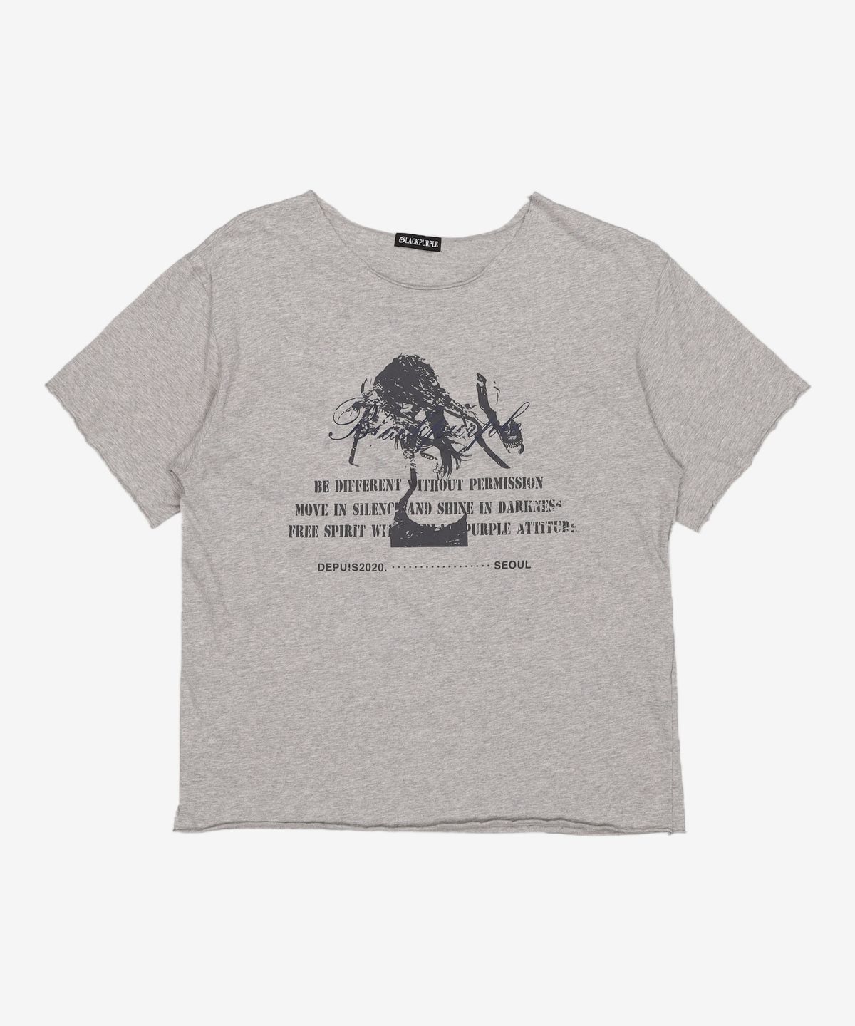 블랙 퍼플(BLACK PURPLE) 뮤즈 오프숄더 반팔티_멜란지 Muse Off-Shoulder Tee_Melange FREE