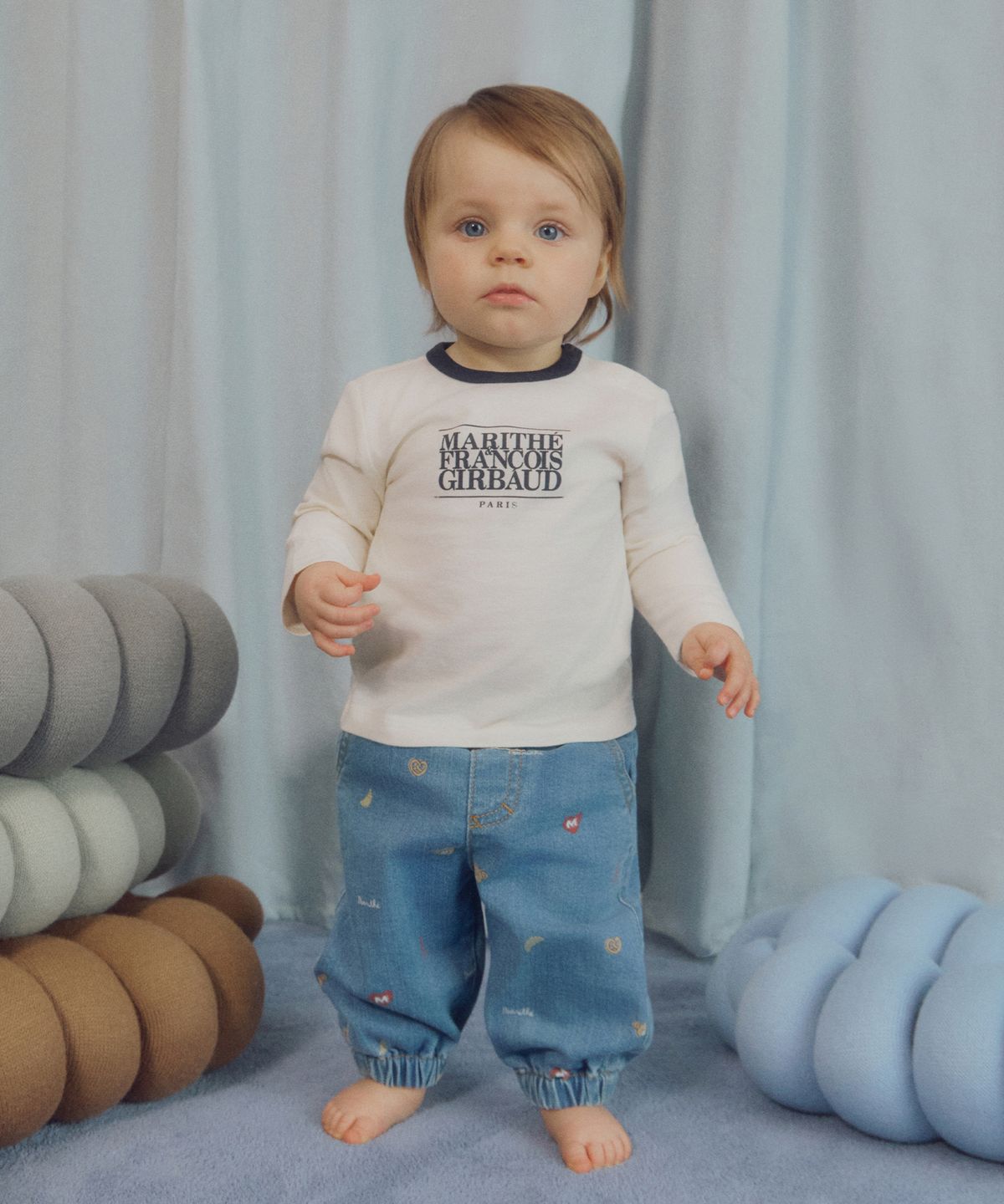 마리떼 키즈(MARITHÉ KIDS) BABY PRINT JOGGER DENIM PANTS blue