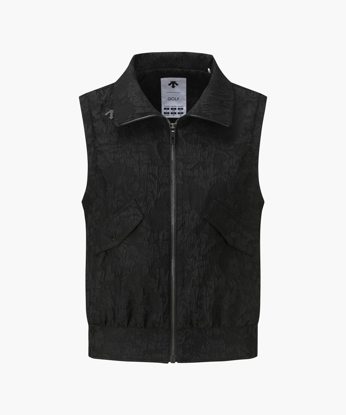 데상트 골프(DESCENTE GOLF) 여성 하이넥 아웃포켓 우븐 베스트 블랙 DR32WFWV9B