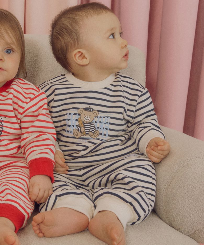 BABY STRIPED SWEAT JOGGER PANTS navy