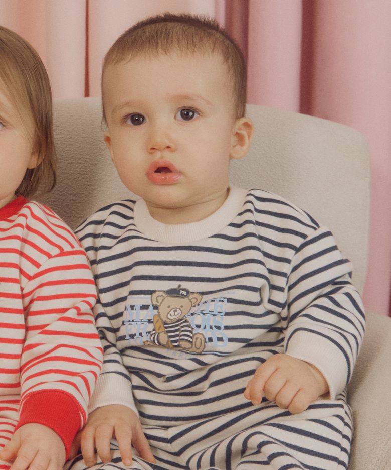 BABY BEAR CLASSIC LOGO STRIPED SWEATSHIRT navy