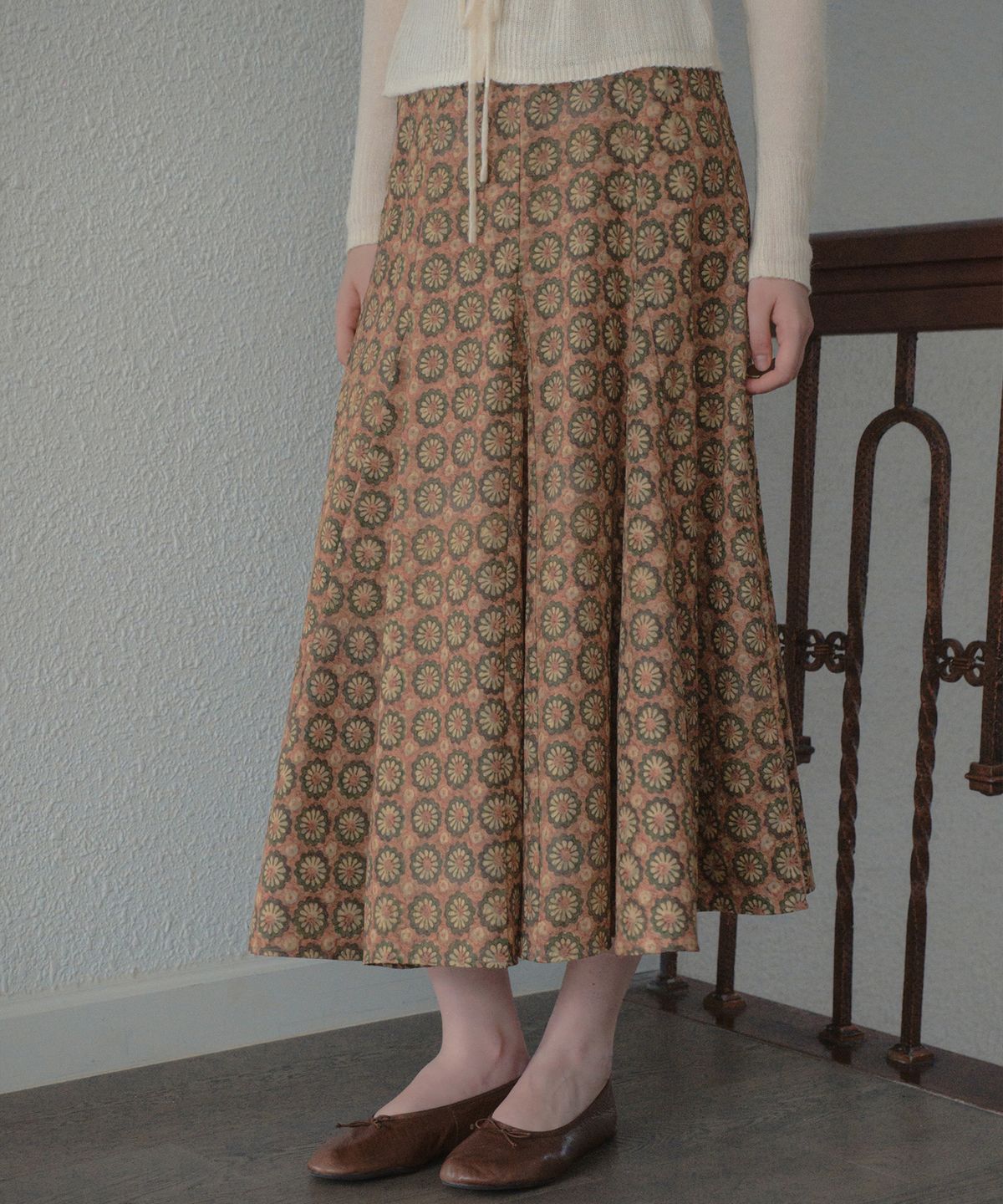 아우어노스텔지아(OURNOSTALGIA) Posy Swing Long Skirt_Orange(OB6SK15)