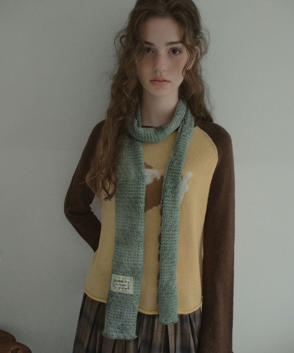 아우어노스텔지아(OURNOSTALGIA) Vintage Washed Knit Muffler_Ash Mint(OB6AC11)