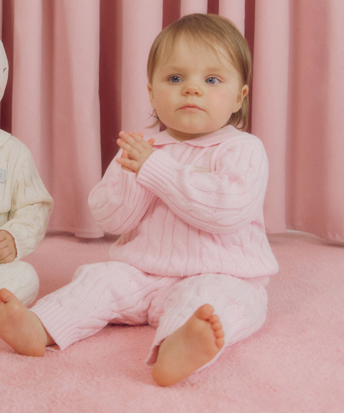 마리떼 키즈(MARITHÉ KIDS) BABY CABLE KNIT SET-UP pink