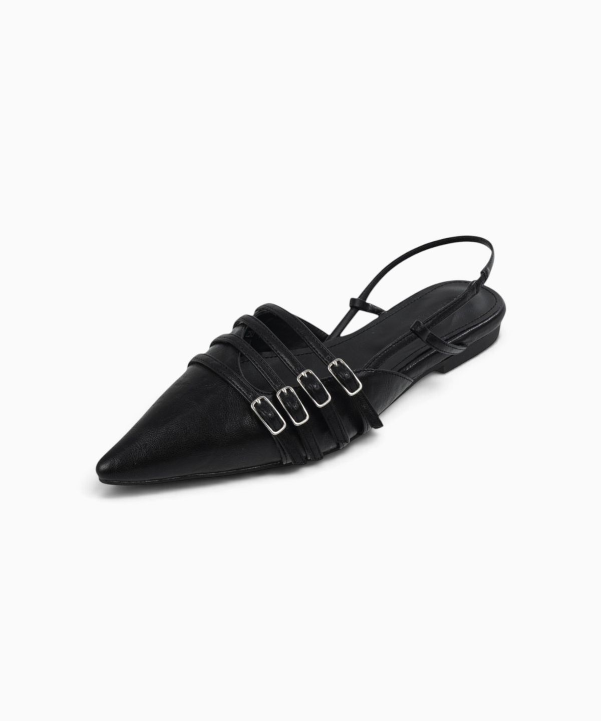 시너진(SYNERJYN) UNBALANCED BUCKLE SLINGBACK BLACK