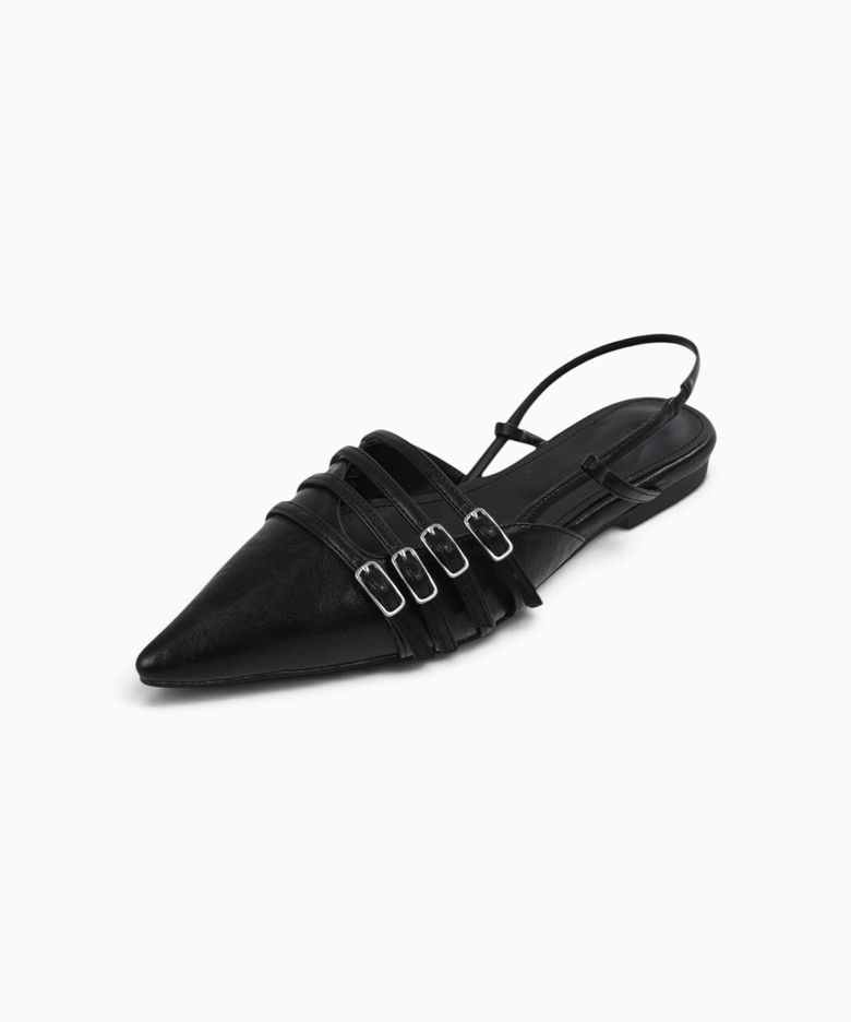 UNBALANCED BUCKLE SLINGBACK BLACK