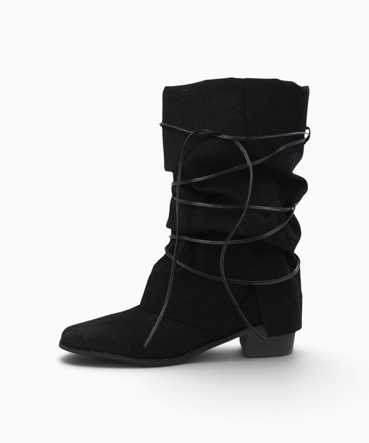 시너진(SYNERJYN) STRAP LINEN WARMER BOOTS BLACK