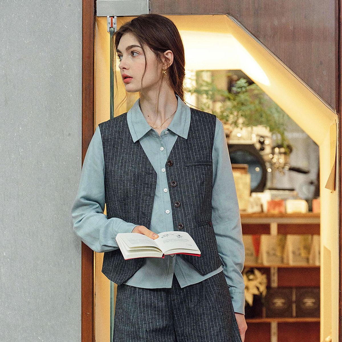 심플레트로(SIMPLE RETRO) SR_Relaxed plaid vest