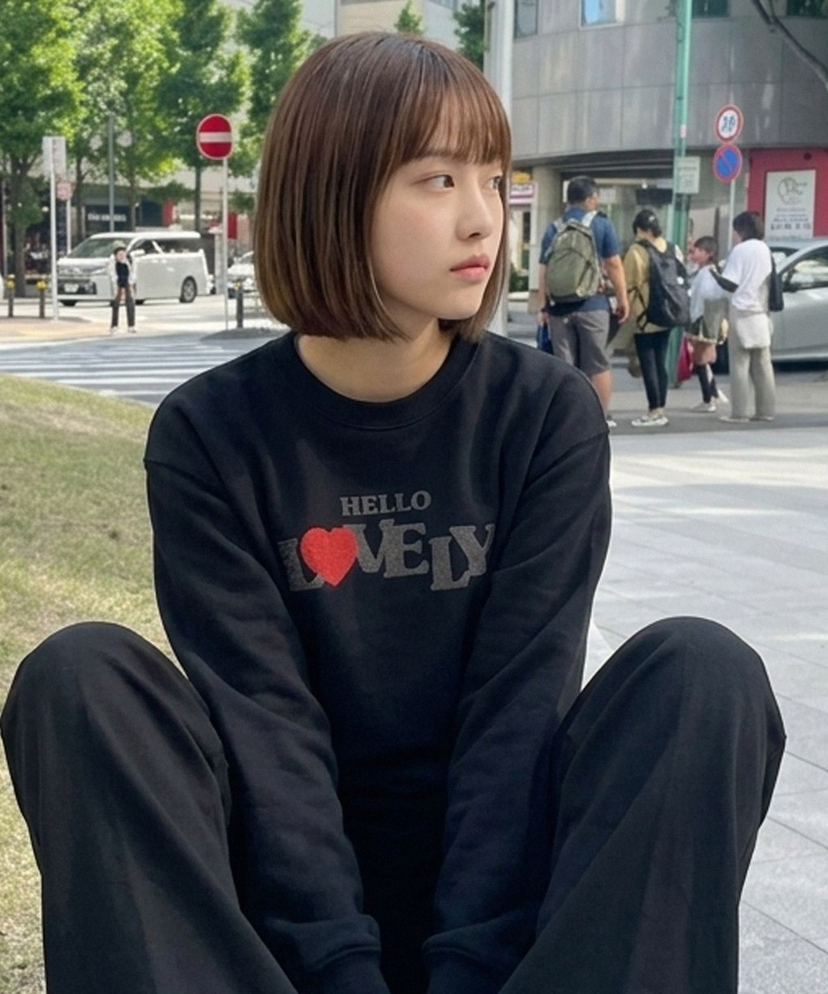 텐블레이드(TENBLADE) 러블리 하트 레터링 맨투맨 2컬러