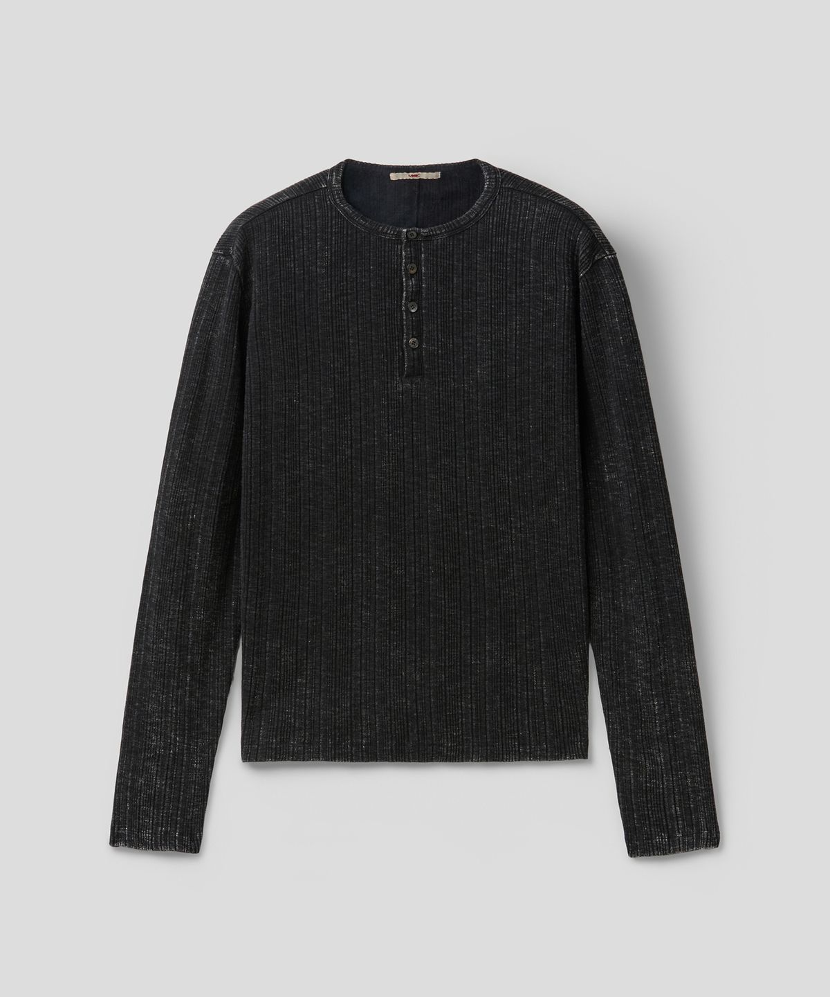 엠엠아이씨(MMIC) GRAIN HENLEY NECK (WASHED  BLACK)