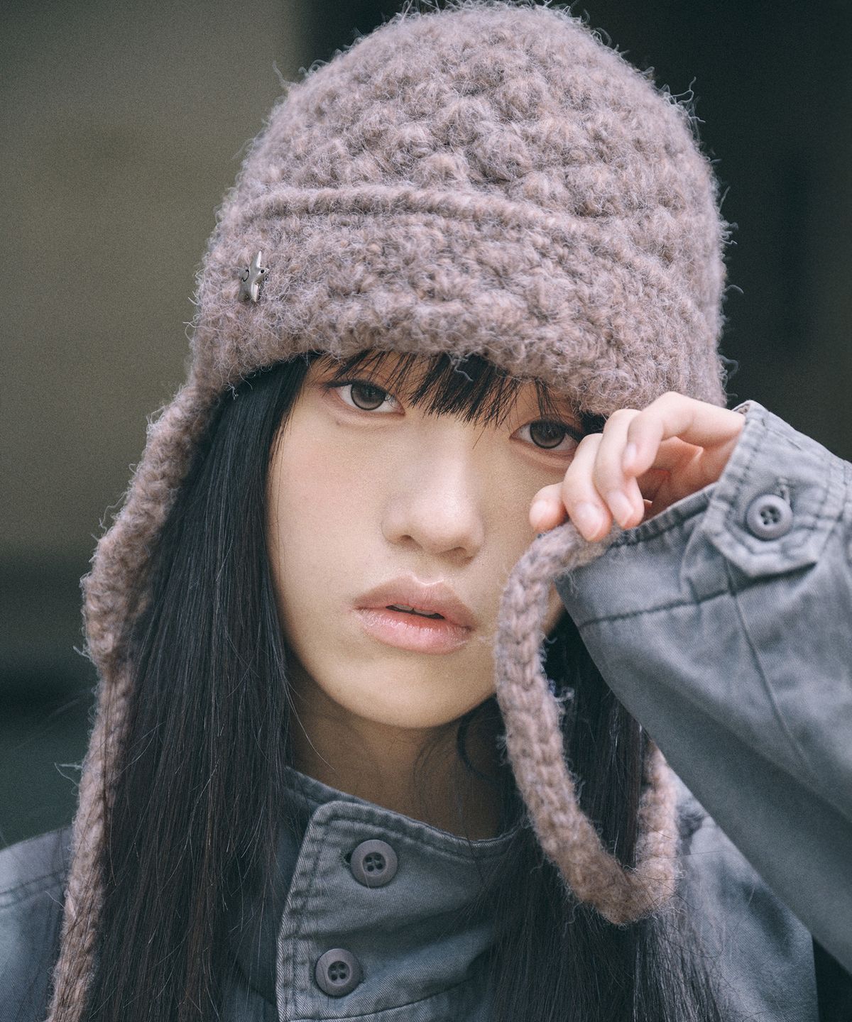 키이비(KIIBI) handmade crochet trooper hat brown