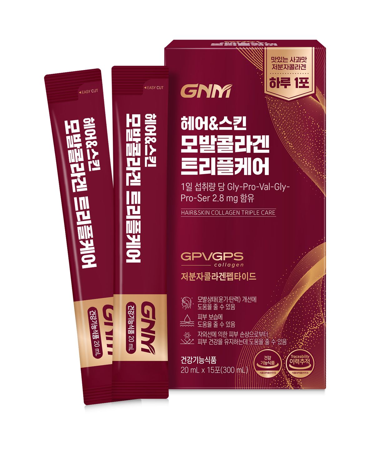 GNM자연의품격(GNMLIFE) GNM 헤어스킨 모발콜라겐 트리플케어 1박스 / 윤기 탄력 저분자 콜라겐 펩타이드