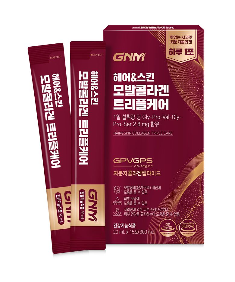 GNM 헤어스킨 모발콜라겐 트리플케어 1박스 / 윤기 탄력 저분자 콜라겐 펩타이드