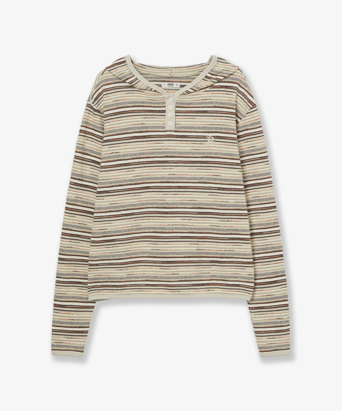 에이이에이이(AEAE) STRIPE KNIT HOODIE [IVORY]