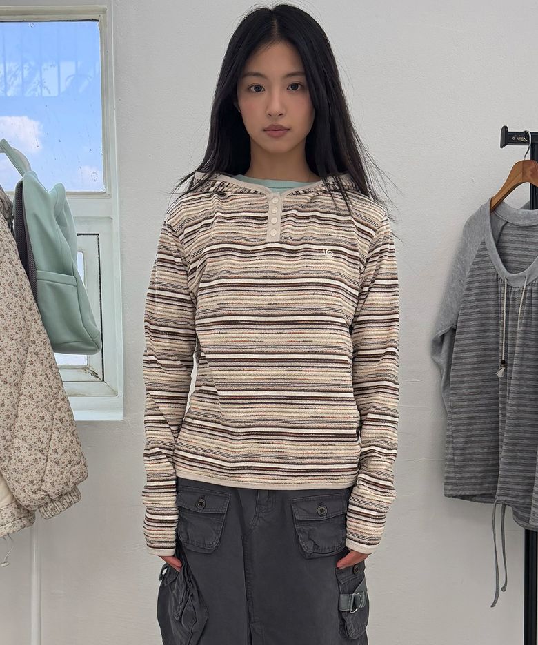 STRIPE KNIT HOODIE [IVORY]