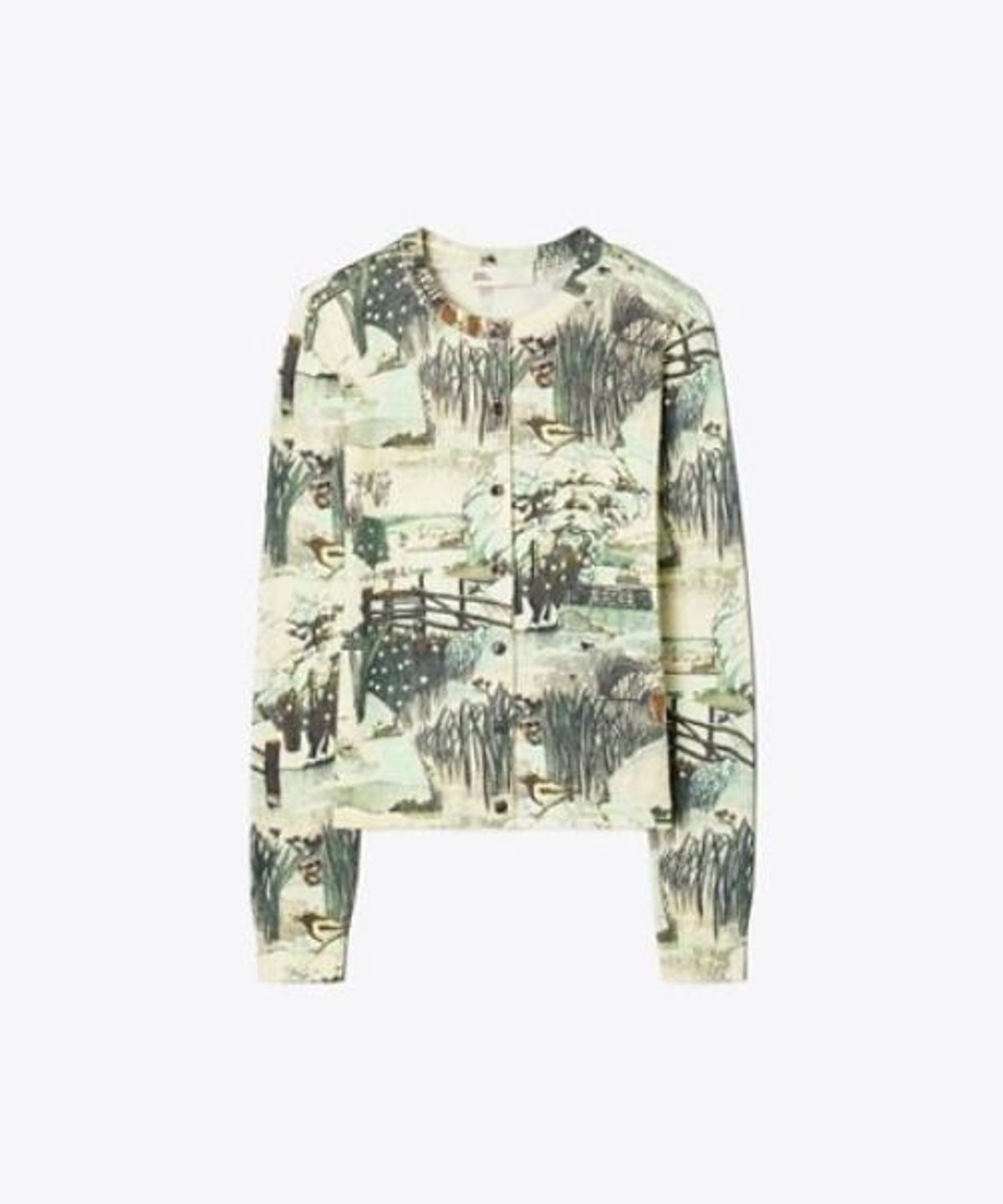 토리버치(TORYBURCH) 프린티드 코튼 카디건 - 포레스트 민트