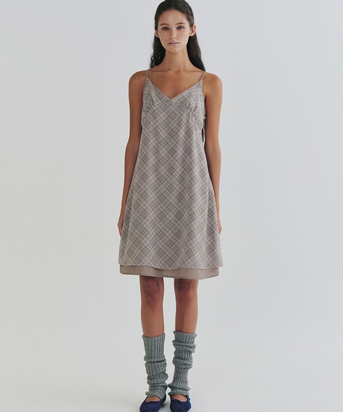 앤니즈(ANDNEEDS) Copper check dress (beige)
